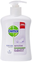  Dettol Liquid Soap Sensitive - 215 ml With Free Orginal Dettol Liquid Hand Wash - 185 ml Pouch 
